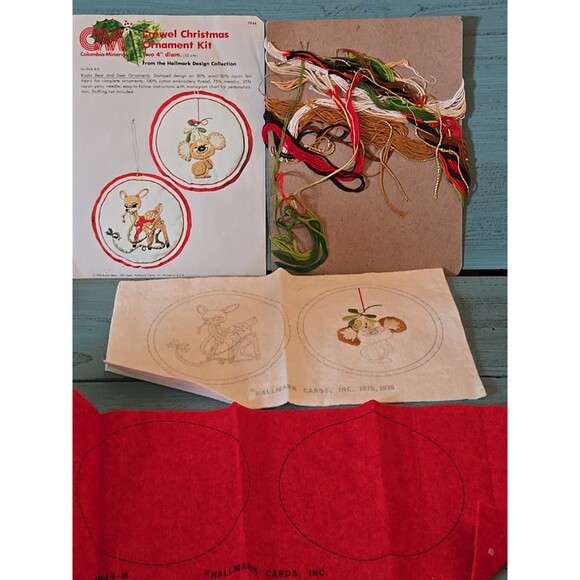 Crewel Christmas Koala Bear & Deer Ornaments #7944 Hallmark Cross Stitch Vintage - Picture 6 of 10